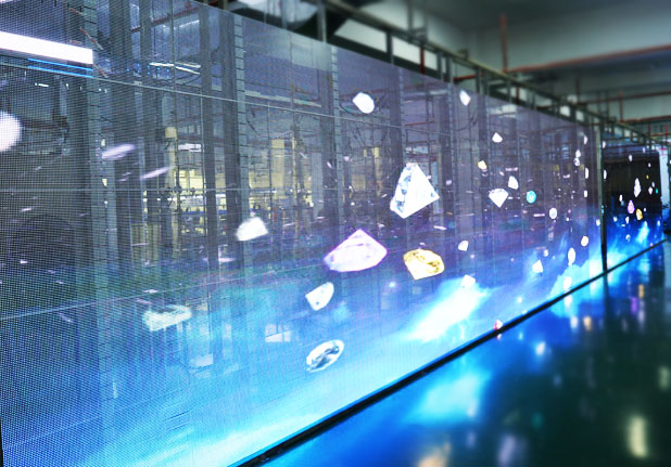 威特姆光電透明LED顯示屏車間亮化